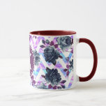 Floral Aztec Chevron Monogram Mug<br><div class="desc">Purple,  pink,  and various coloured floral,  Aztec,  chevron,  zigzag monogram. Very elegant,  trendy,  and hipster design. All photo print.</div>