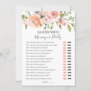 Floral Baby Bingo/Guess who Baby Shower games Invitation