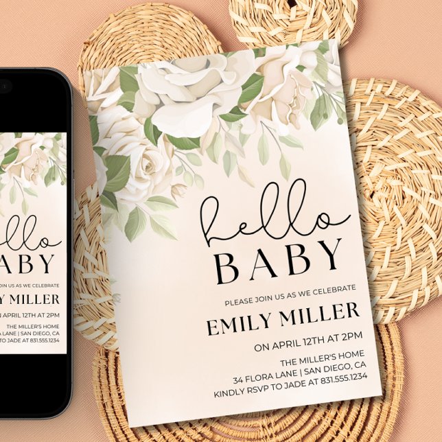 Floral Baby Brunch invite, Greenery Baby Shower Invitation (Creator Uploaded)