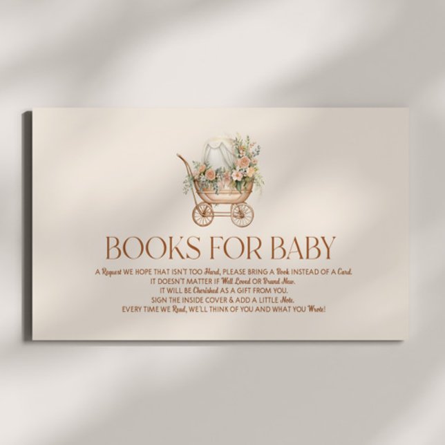 Floral Baby Carriage Baby Shower Books For Baby Enclosure Card (Creator Uploaded)