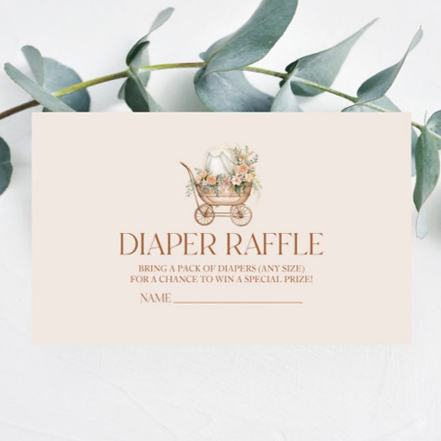 Floral Baby Carriage Baby Shower Diaper Raffle Enclosure Card (Creator Uploaded)