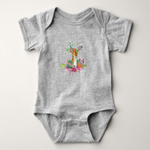 Floral Baby Deer Animal Cute Pretty Bodysuit