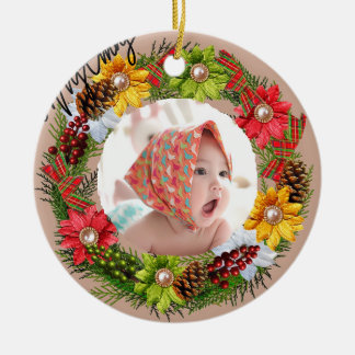 Floral baby first ceramic tree decoration