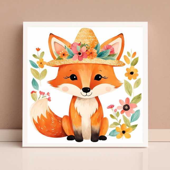 Floral Baby Fox Poster: Cute and Whimsical Poster (Creator Uploaded)