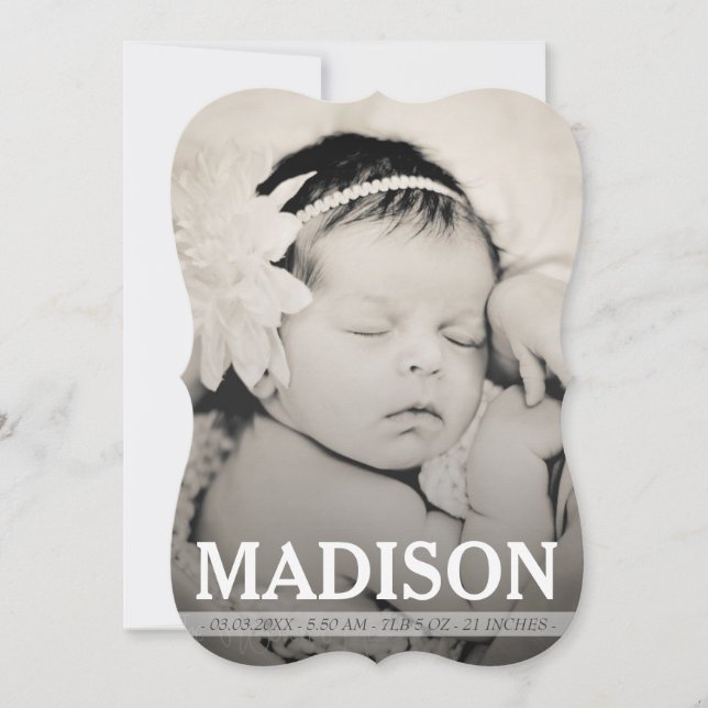 Floral Baby Girl Birth Announcement Photo Card (Front)