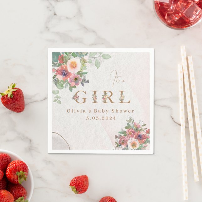 Floral Baby Girl Shower Napkin (Insitu)