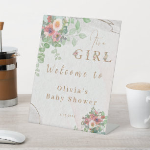 Floral Baby Girl Shower Welcome Sign