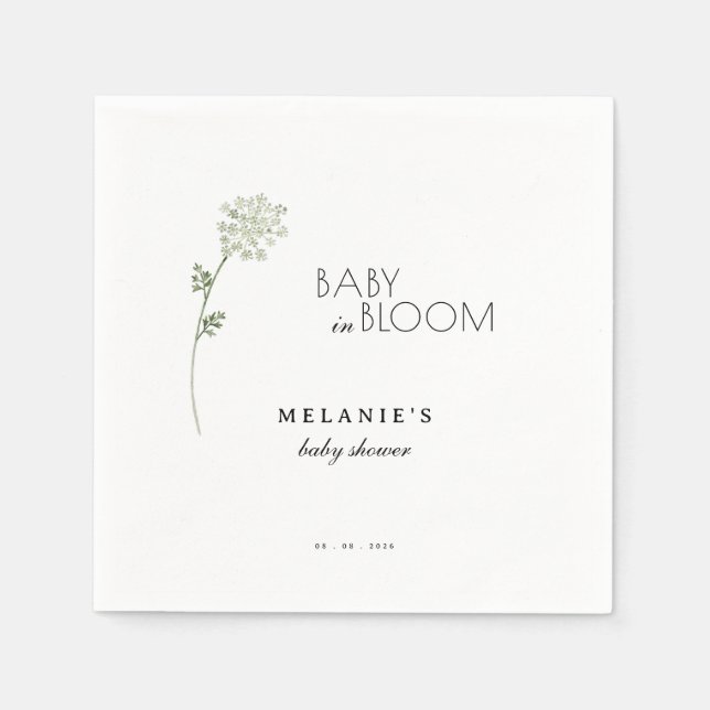 Floral Baby in Bloom Baby Shower Napkin (Front)