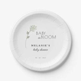 Floral Baby in Bloom Baby Shower Paper Plate