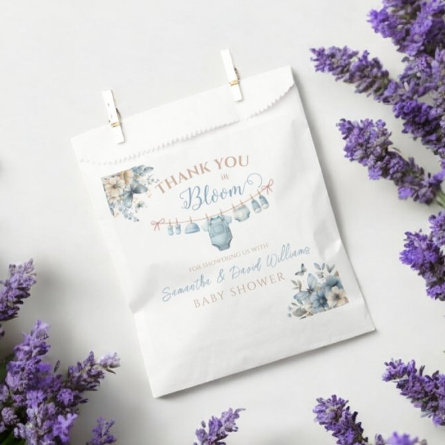 Floral Baby In Bloom Blue  Baby Boy Shower Favour Bags (Creator Uploaded)