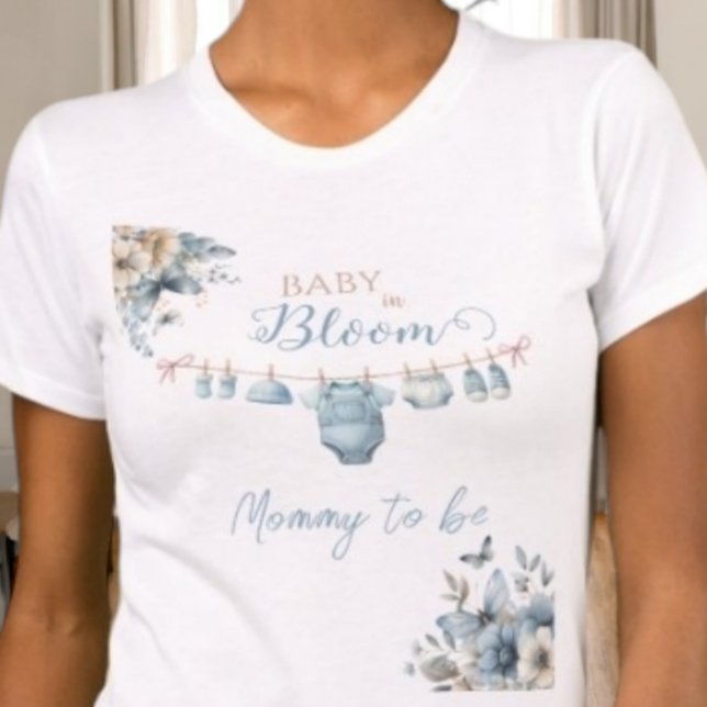 Floral Baby In Bloom Mummy to be  Baby Boy Shower T-Shirt (Creator Uploaded)
