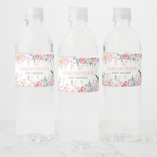 Floral Baby in Bloom Spring Baby Shower Water Bottle Label