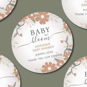  Floral Baby in Bloom Thank You Shower  Classic Round Sticker