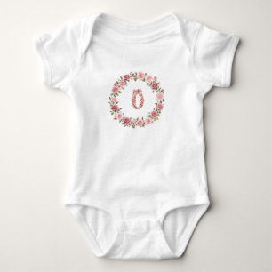 Floral Baby Milestone Bodysuit   Newborn Month 0 F
