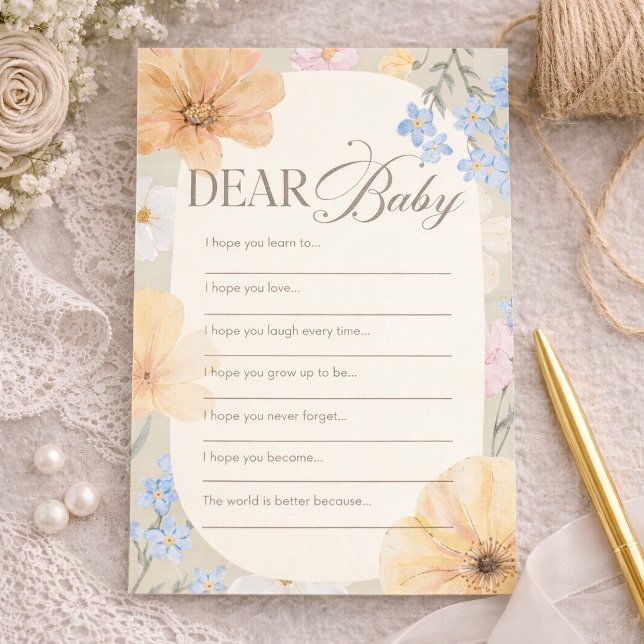 Floral Baby Predictions Game Card, Neutral Boho  (Creator Uploaded)