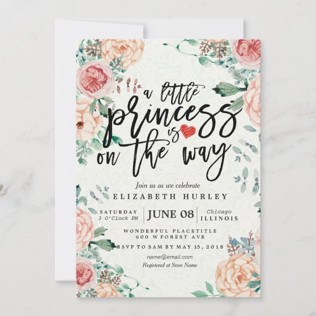 Floral Baby Shower a little princess is on the way Invitation (Front)