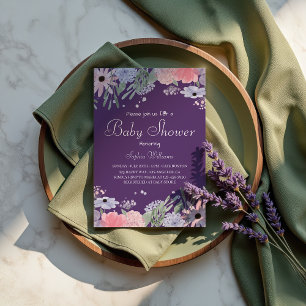 Floral Baby Shower - Elegant Watercolor Flowers Invitation