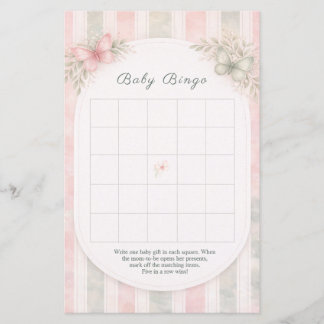 Floral Baby Shower Game Butterfly Bingo