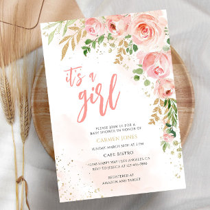 Floral Baby Shower Girl Invitation