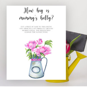 Floral baby shower How big is mummy's belly game Poster