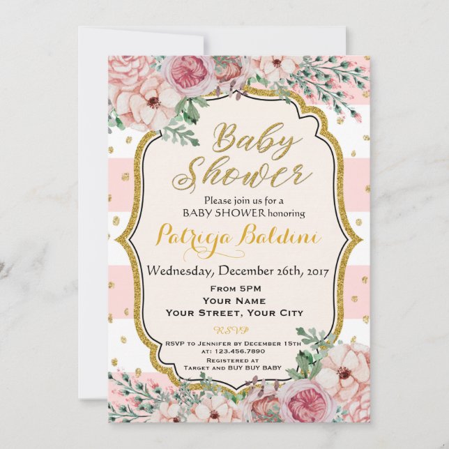 Floral Baby Shower Invitation (Front)
