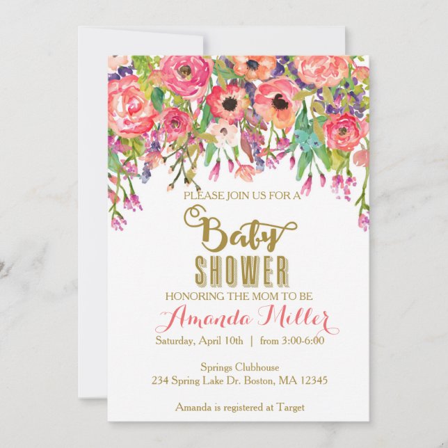 Floral Baby Shower Invitation (Front)