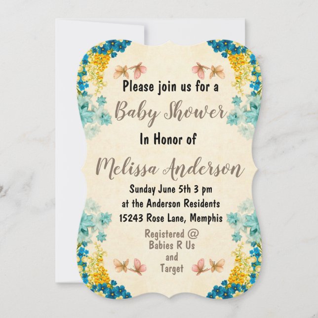 Floral Baby Shower Invitation (Front)