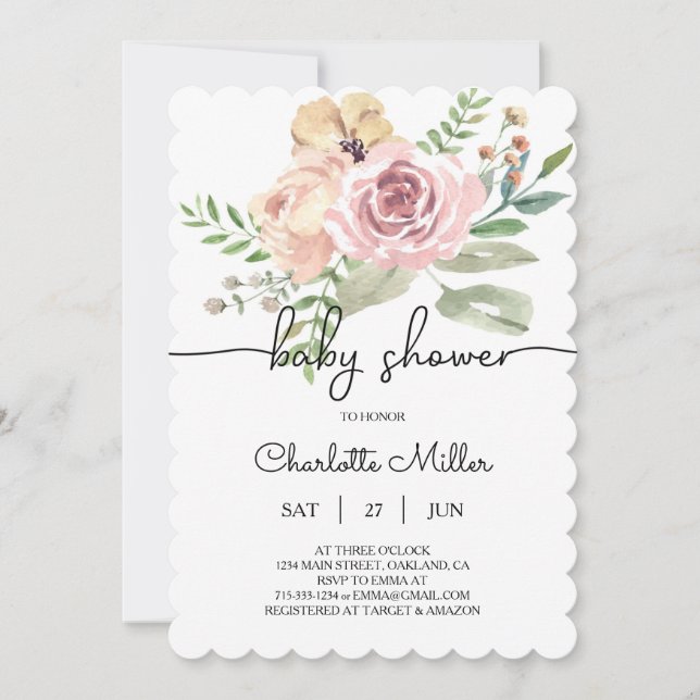 Floral Baby Shower Invitation FB10 (Front)