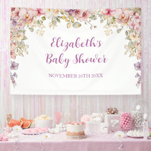 Floral Baby Shower orchids backdrop banner