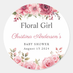 Floral Baby Shower Rose Colorful Classic Round Sticker
