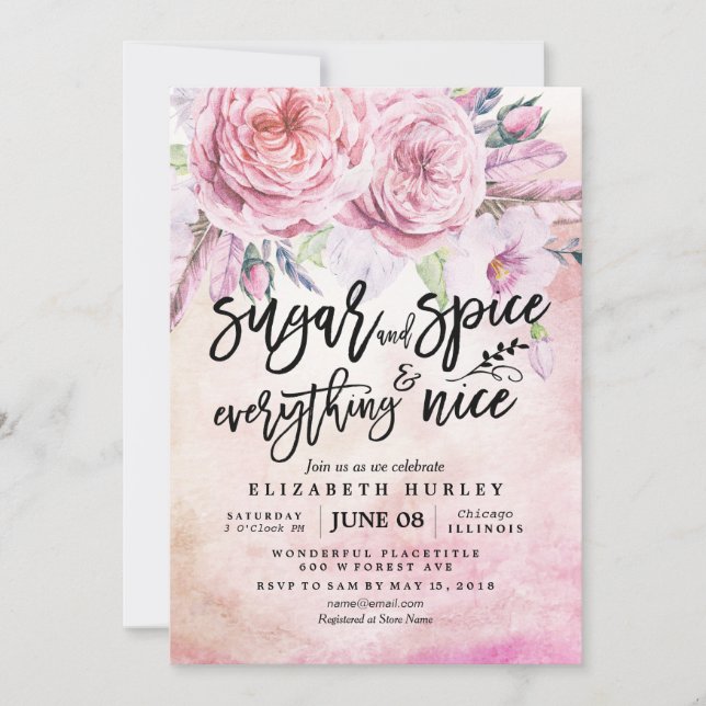 Floral Baby Shower Sugar & Spice & Everything Nice Invitation (Front)