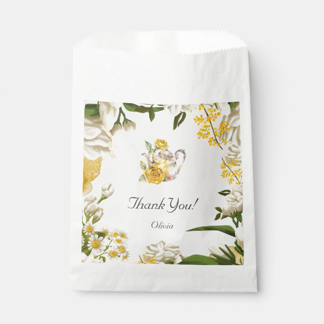 Floral Baby Shower Tea Party Thank You Gift Favour Bags (Front)