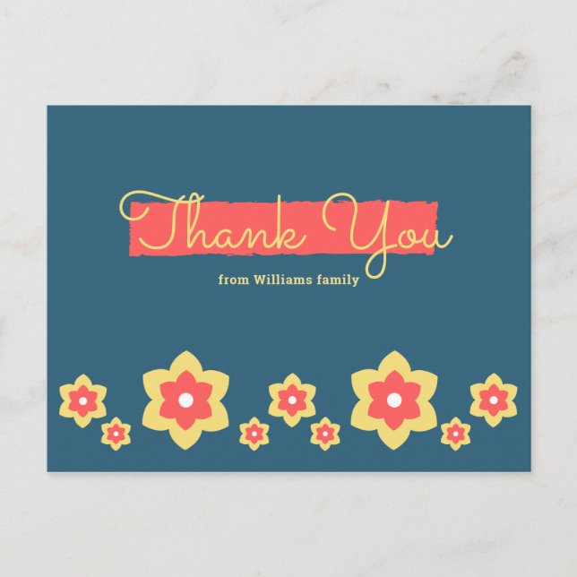Floral Baby Shower Thank You Postcard (Front)