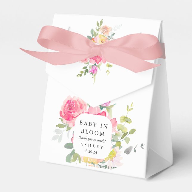 Floral Baby Shower Thank You Watercolor Favour Box (Front Side)