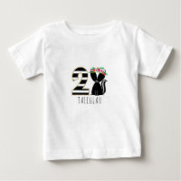 Floral Baby Skunk Stripes Second Birthday Shirt