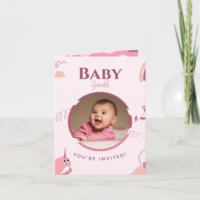 Floral Baby Sprinkle Customisable Invitation (Front)