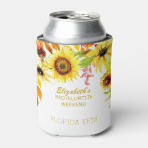 Floral Bachelorette Party Rustic Sunflowers Can Cooler