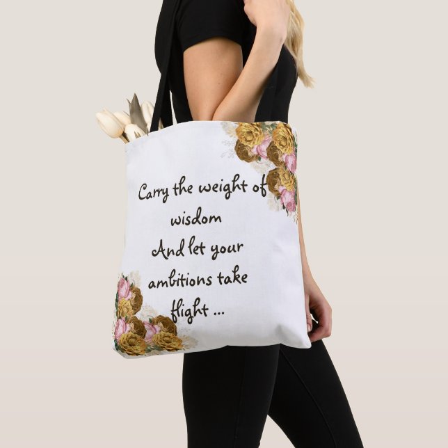 Floral Back To School Tote Bag (Close Up)