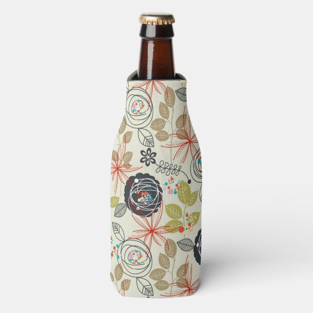 Floral background 2 bottle cooler (Bottle Front)