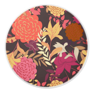 Floral background 2 ceramic knob