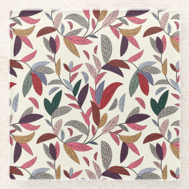 Floral background 2 glass coaster (Front)