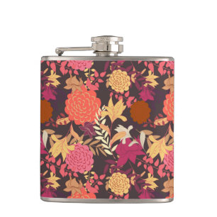 Floral background 2 hip flask