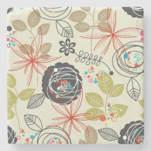 Floral background 2 stone coaster