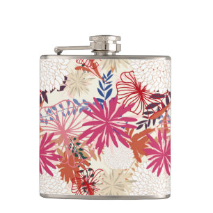 Floral background 3 hip flask