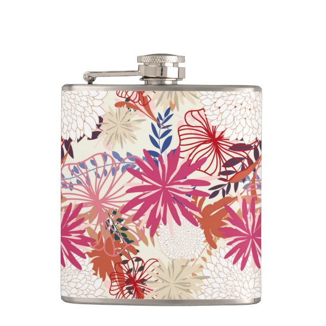 Floral background 3 hip flask (Front)