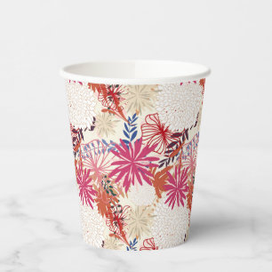 Floral background 3 paper cups