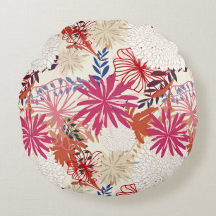 Floral background 3 round cushion