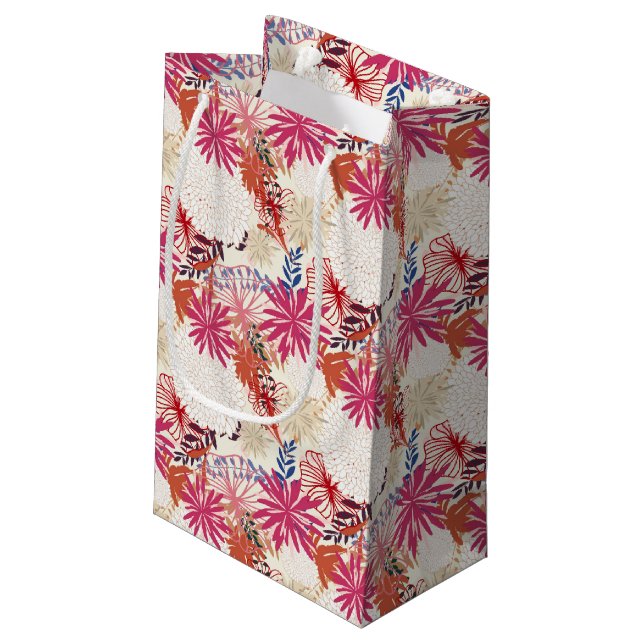 Floral background 3 small gift bag (Back Angled)
