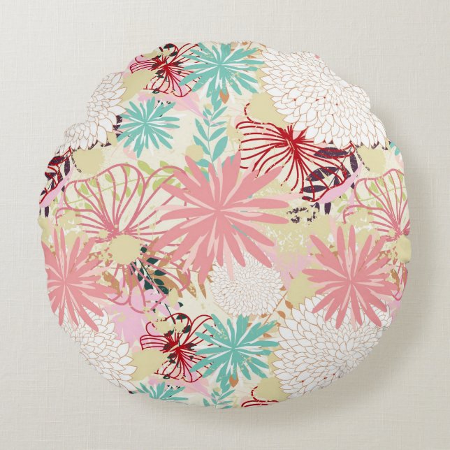 Floral background 4 round cushion (Front)