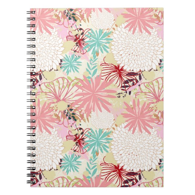 Floral background 4 spiral notebook (Front)